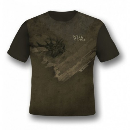 Parforce T-Shirt WILD ZONE mit brüllendem Hirsch-Dekor, braun (M-269-1913)