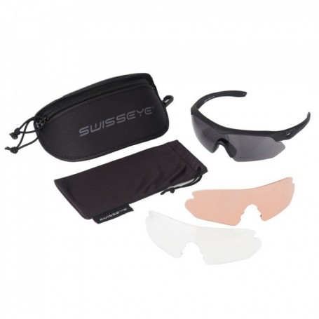 Parforce Schießbrille SWISSEYE Nighthawk, Rahmen Gummi schwarz, Gläser getönt (40291)