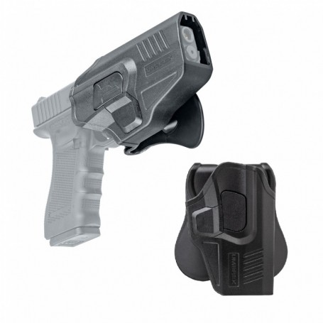 Release Button Holster for Glock 17 with Paddle-black