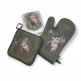 Kitchen WILD ZONE set with roaring deer print (green)