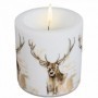 Candle with Red deer motif (white)