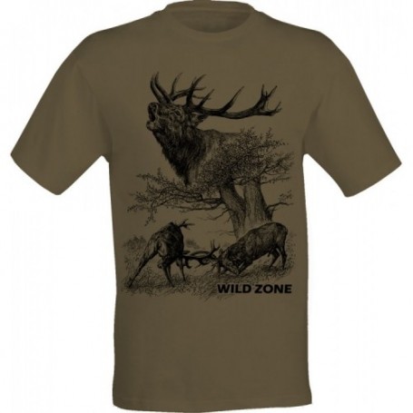 T-Shirt WILD ZONE with Fighting Deers Print